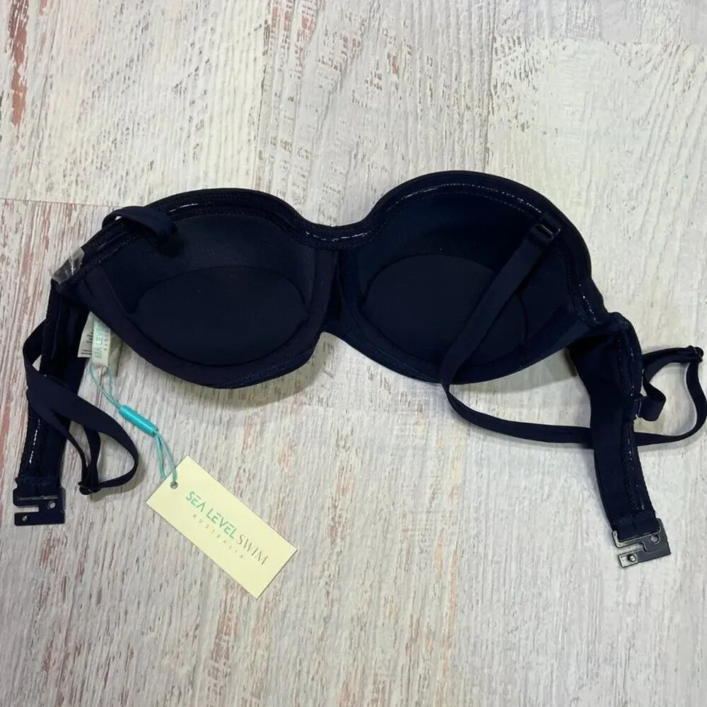 Sea Level Essentials Twist Front Bandeau Bikini Top SIZE 4 Night Sky Swimwear